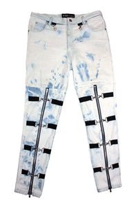 Acid-Wash Strap Jeans