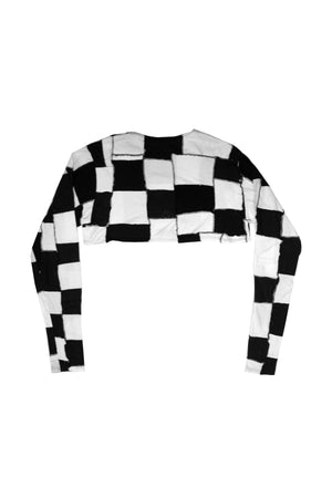 Patchwork Checkerboard Longsleeve Crop Top
