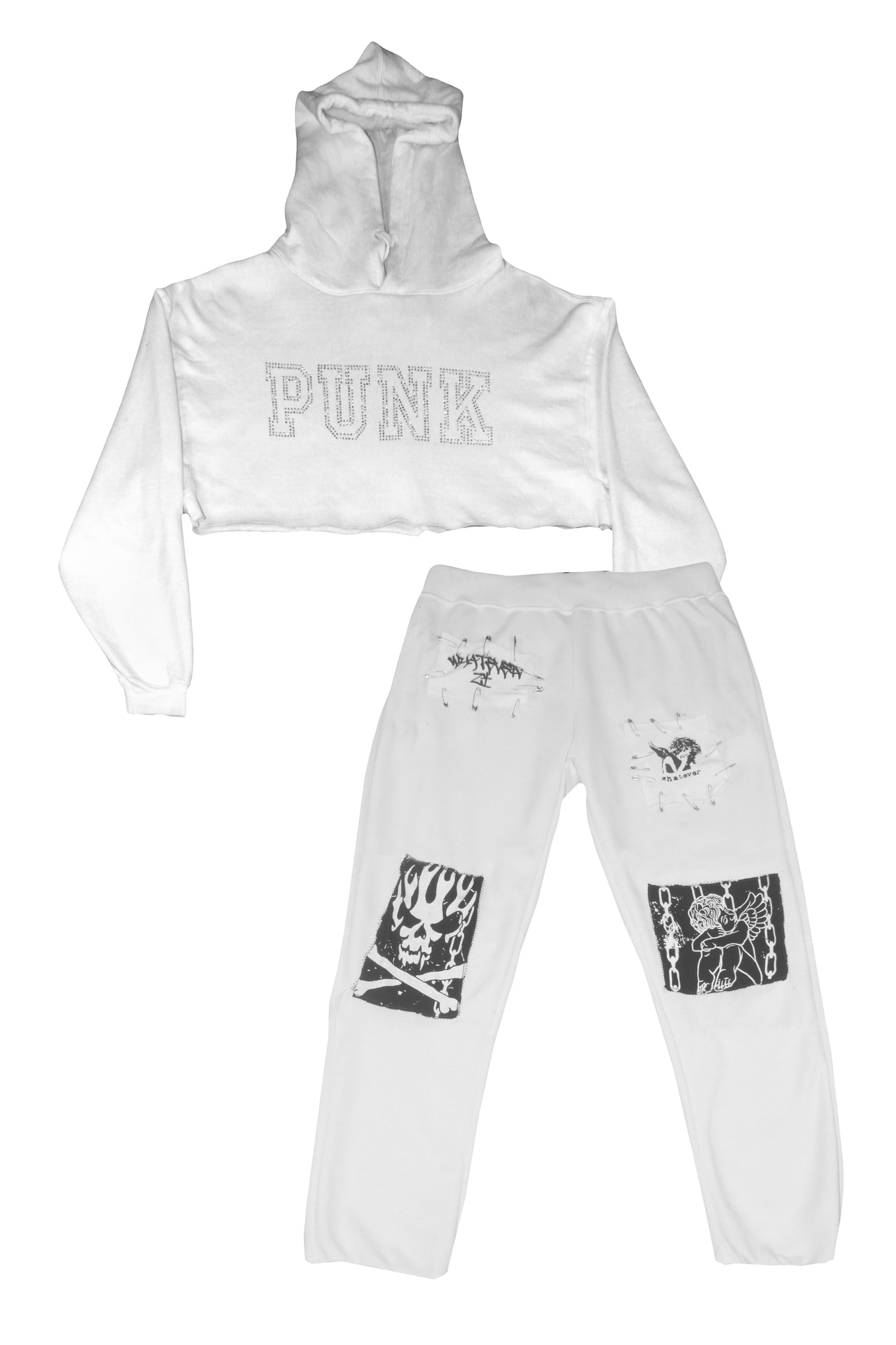 PUNK Crystal Hoodie Sweatsuit Combo (Crop or full length zipup hoodie) –  Whatever 21