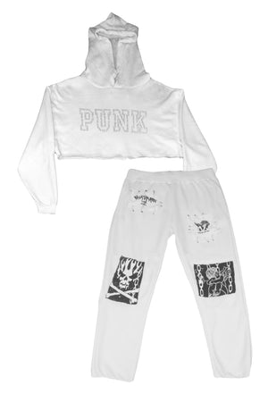 PUNK Crystal Hoodie Sweatsuit Combo (Crop or full length zipup hoodie)