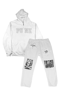 PUNK Crystal Hoodie Sweatsuit Combo (Crop or full length zipup hoodie)